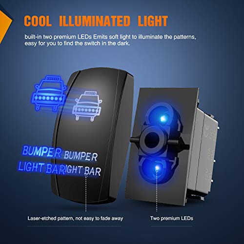 Nilight 5 Pin LED Light Bar Rocker Switch 20A 12V 10A 24V On/Off 4 Nilight 5 Pin LED Light Bar Rocker Switch 20A 12V 10A 24V On/Off - Image 4