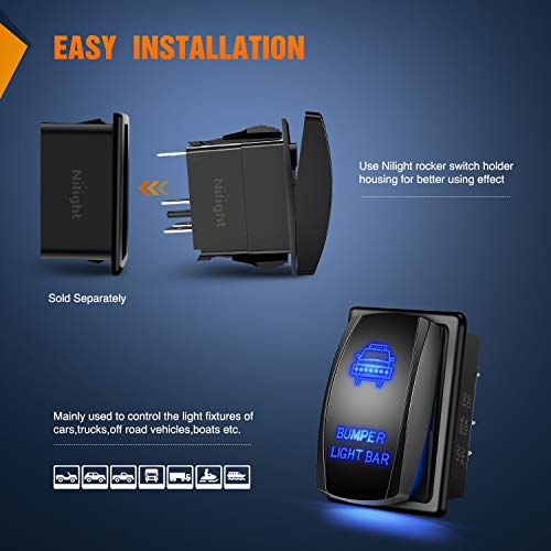 Nilight 5 Pin LED Light Bar Rocker Switch 20A 12V 10A 24V On/Off 6 Nilight 5 Pin LED Light Bar Rocker Switch 20A 12V 10A 24V On/Off - Image 6