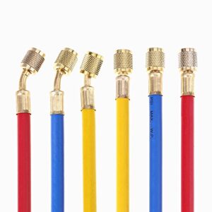 ANTFEES 60″ R410A HVAC AC Charging Hose Set 800PSI 3-Pack 1/4″ SAE