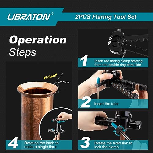 LIBRATON HVAC Copper Flaring Tool Kit 1/4-3/4 45 Degree Single Flare 7 LIBRATON HVAC Copper Flaring Tool Kit 1/4-3/4 45 Degree Single Flare - Image 7