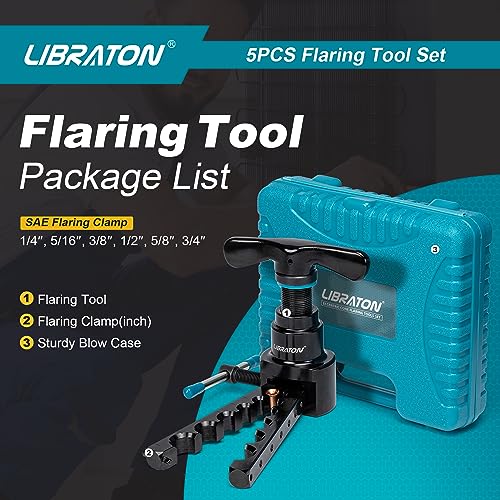 LIBRATON HVAC Copper Flaring Tool Kit 1/4-3/4 45 Degree Single Flare 4 LIBRATON HVAC Copper Flaring Tool Kit 1/4-3/4 45 Degree Single Flare - Image 4