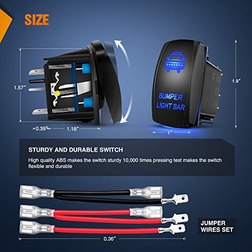 Nilight 5 Pin LED Light Bar Rocker Switch 20A 12V 10A 24V On/Off 1 hvac tools jumper king