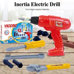 YICORO 20 Piece Kids Tool Set with Toy Drill for Ages 3-8