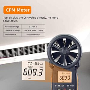HVAC Anemometer Wind Speed Meter CFM Air Flow Temperature Gauge
