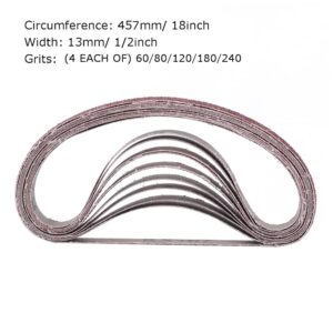 1/2×18 Sanding Belts 20Pack 60-240 Grit Metal Wood Polish Kit