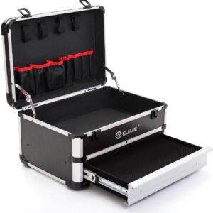 ELIAUK Tool Box Hard Case Tool Organizer Storage Cabinet Carry Case with Lock &Drawers (Silver)