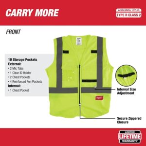 Milwaukee High Visibility Safety Vest Yellow Polyester L/XL