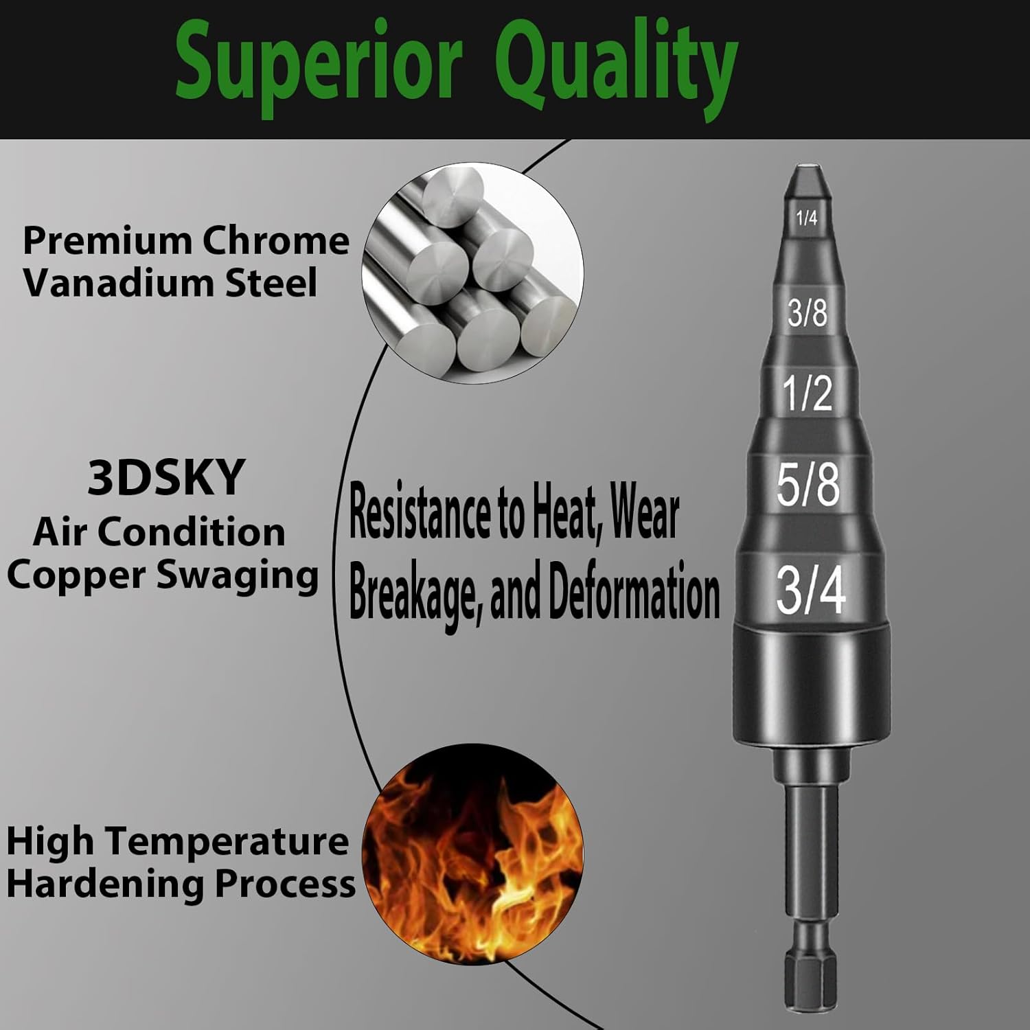 5-in-1 HVAC Swage Tool Kit Copper Pipe Expander 1/4 to 3/4 Inch 4 5-in-1 HVAC Swage Tool Kit Copper Pipe Expander 1/4 to 3/4 Inch - Image 4