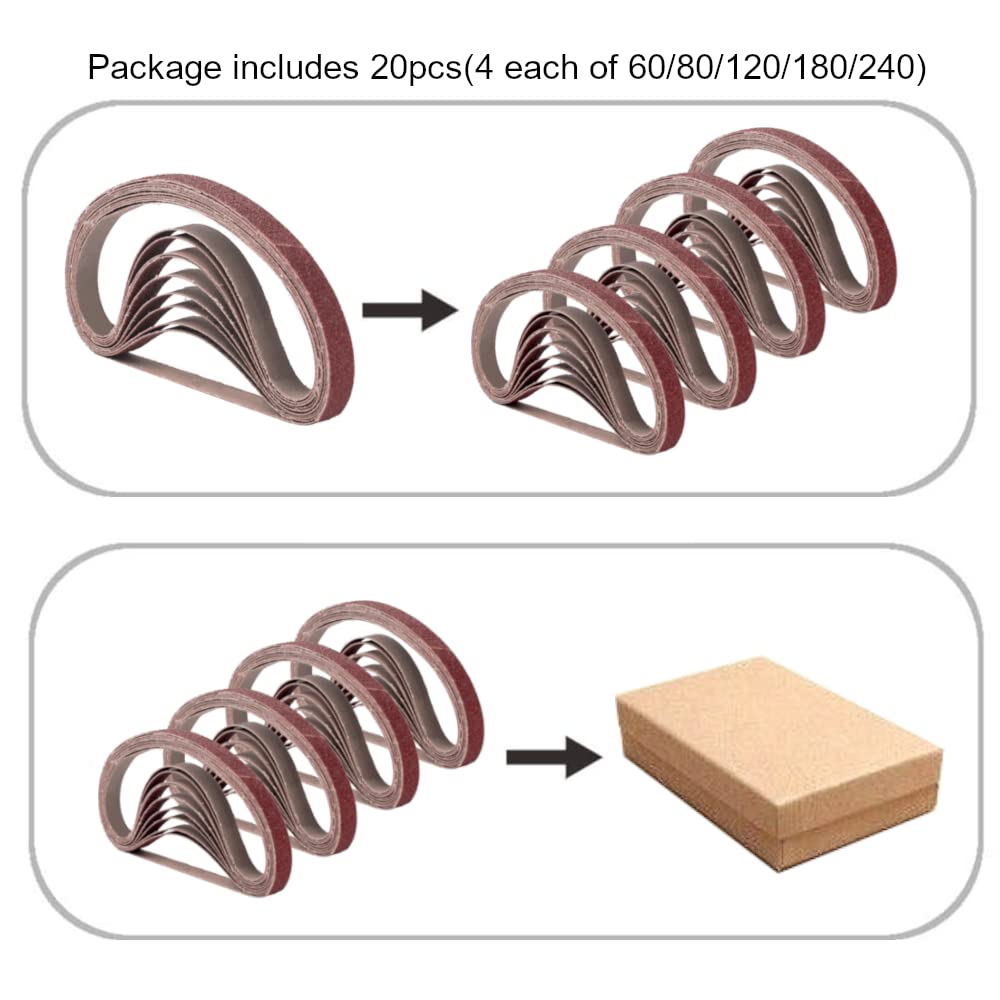 1/2x18 Sanding Belts 20Pack 60-240 Grit Metal Wood Polish Kit 3 1/2x18 Sanding Belts 20Pack 60-240 Grit Metal Wood Polish Kit - Image 3