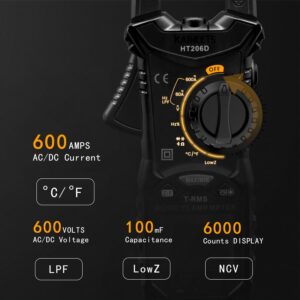 KAIWEETS Digital Clamp Meter 6000 Count Multimeter AC DC Tester
