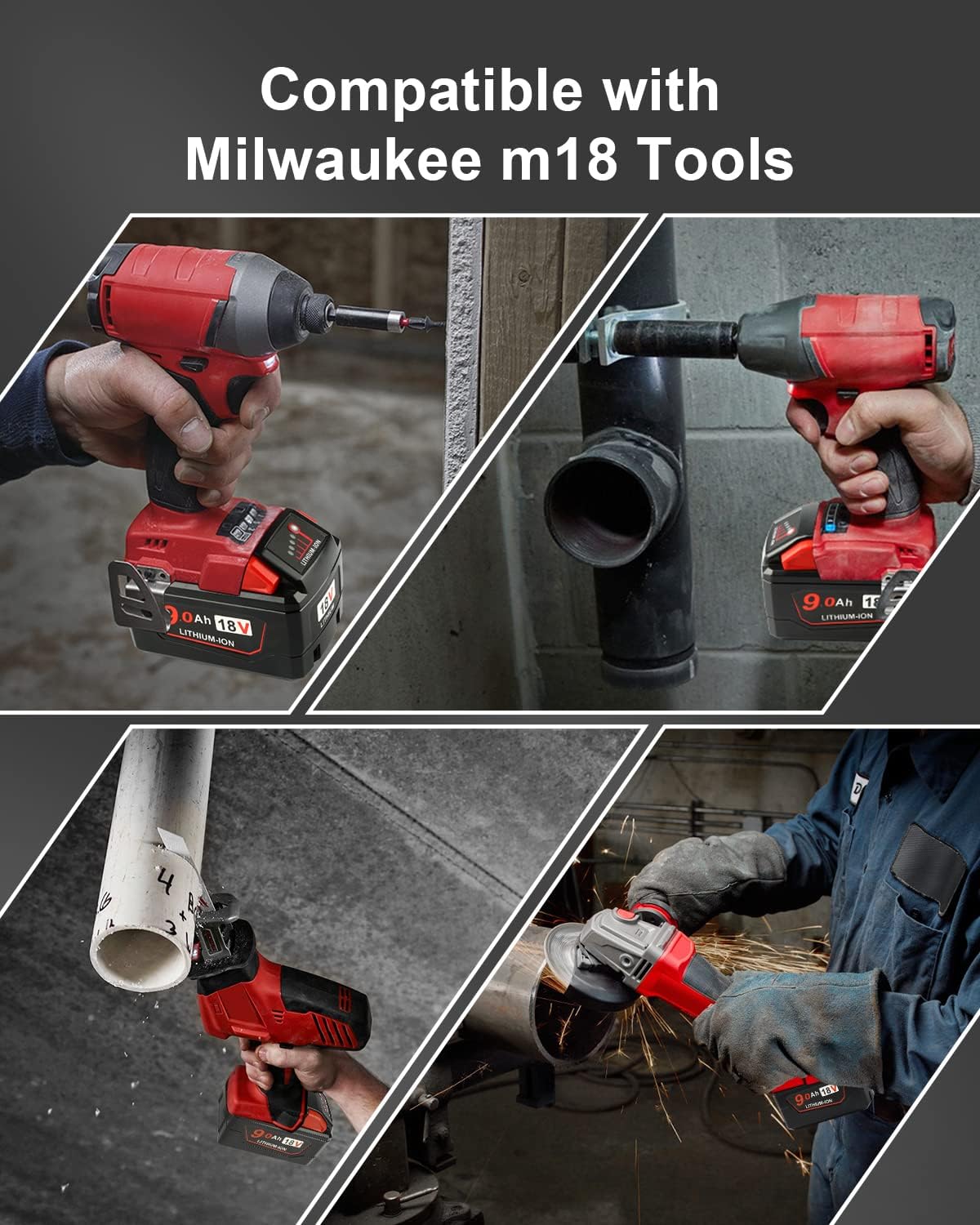 9.0AH M18 18V Lithium Battery for Milwaukee M18 Power Tools 6 9.0AH M18 18V Lithium Battery for Milwaukee M18 Power Tools - Image 6