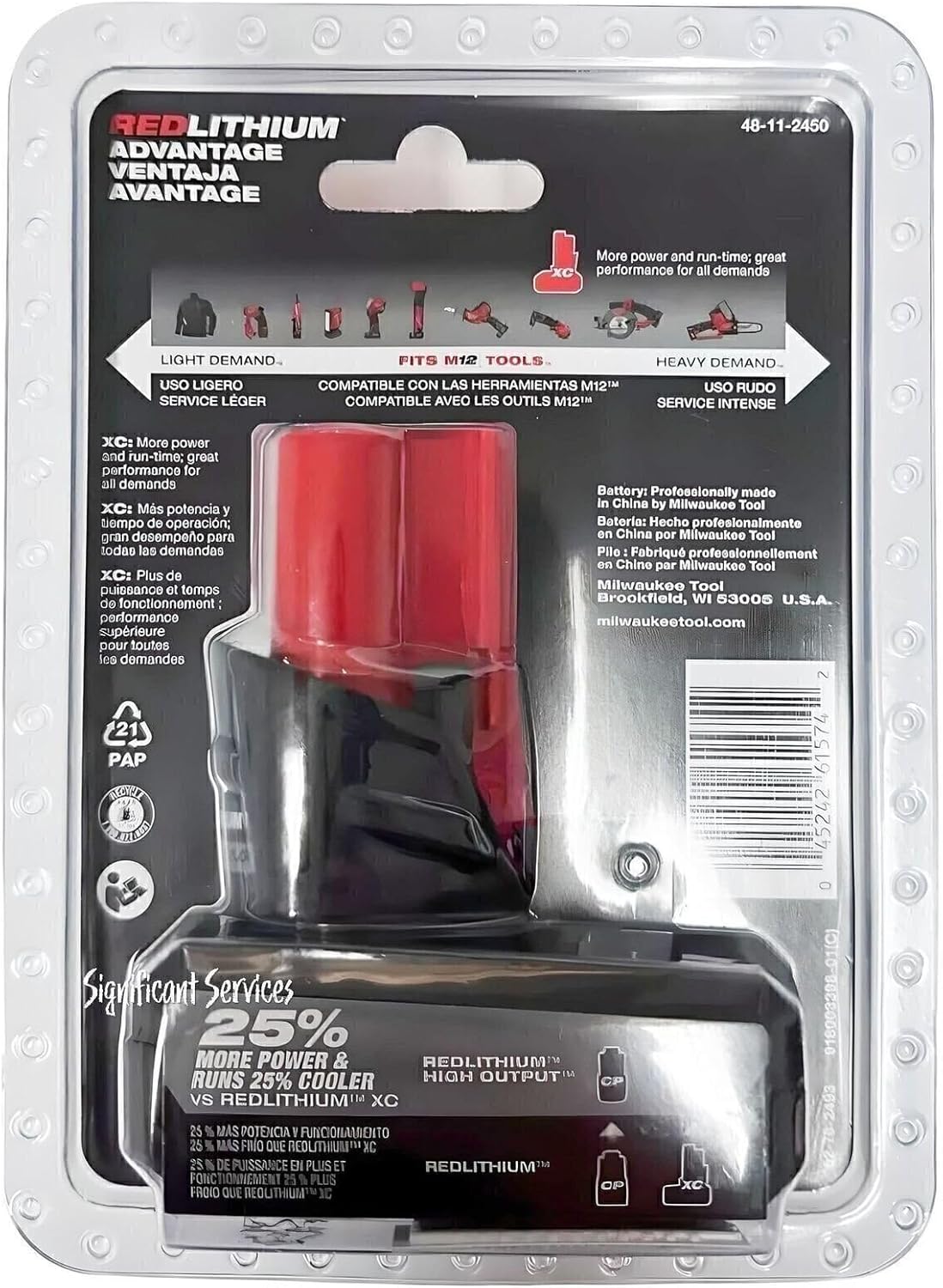 Milwaukee 12V 5Ah Lithium High Output Battery Pack 48-11-2450 4 Milwaukee 12V 5Ah Lithium High Output Battery Pack 48-11-2450 - Image 4