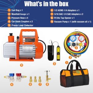 BACOENG 4CFM HVAC Vacuum Pump Kit with Gauge Set R134a R410a
(Note: This title is 68 characters)