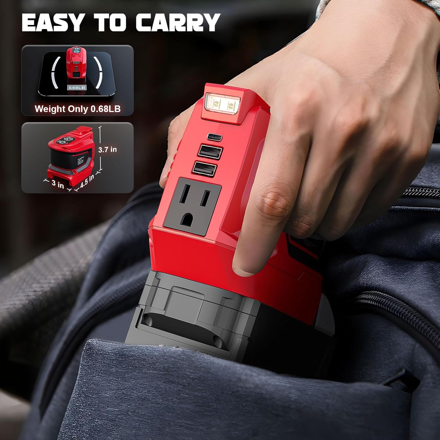 200W Milwaukee 18V Battery Inverter AC110V USB-C Power Adapter 3 200W Milwaukee 18V Battery Inverter AC110V USB-C Power Adapter - Image 3