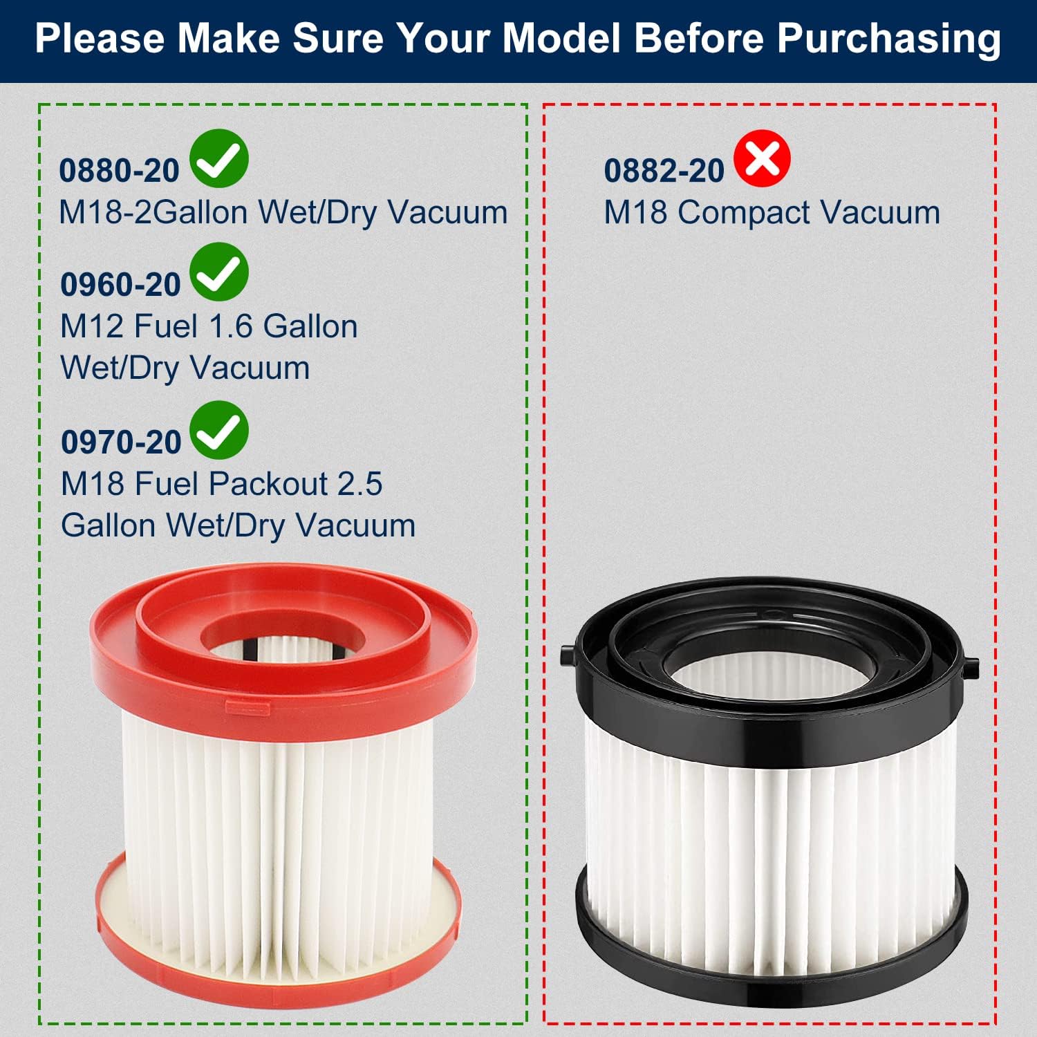 Milwaukee M18 Vacuum Filter 2-Pack 49-90-1900 for 0780-20 0880-20 6 Milwaukee M18 Vacuum Filter 2-Pack 49-90-1900 for 0780-20 0880-20 - Image 6