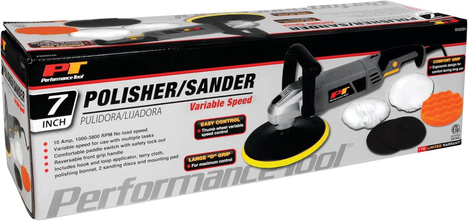 10 Amp Variable Speed Car Polisher Kit with D-Handle Professional 4 10 Amp Variable Speed Car Polisher Kit with D-Handle Professional - Image 4
