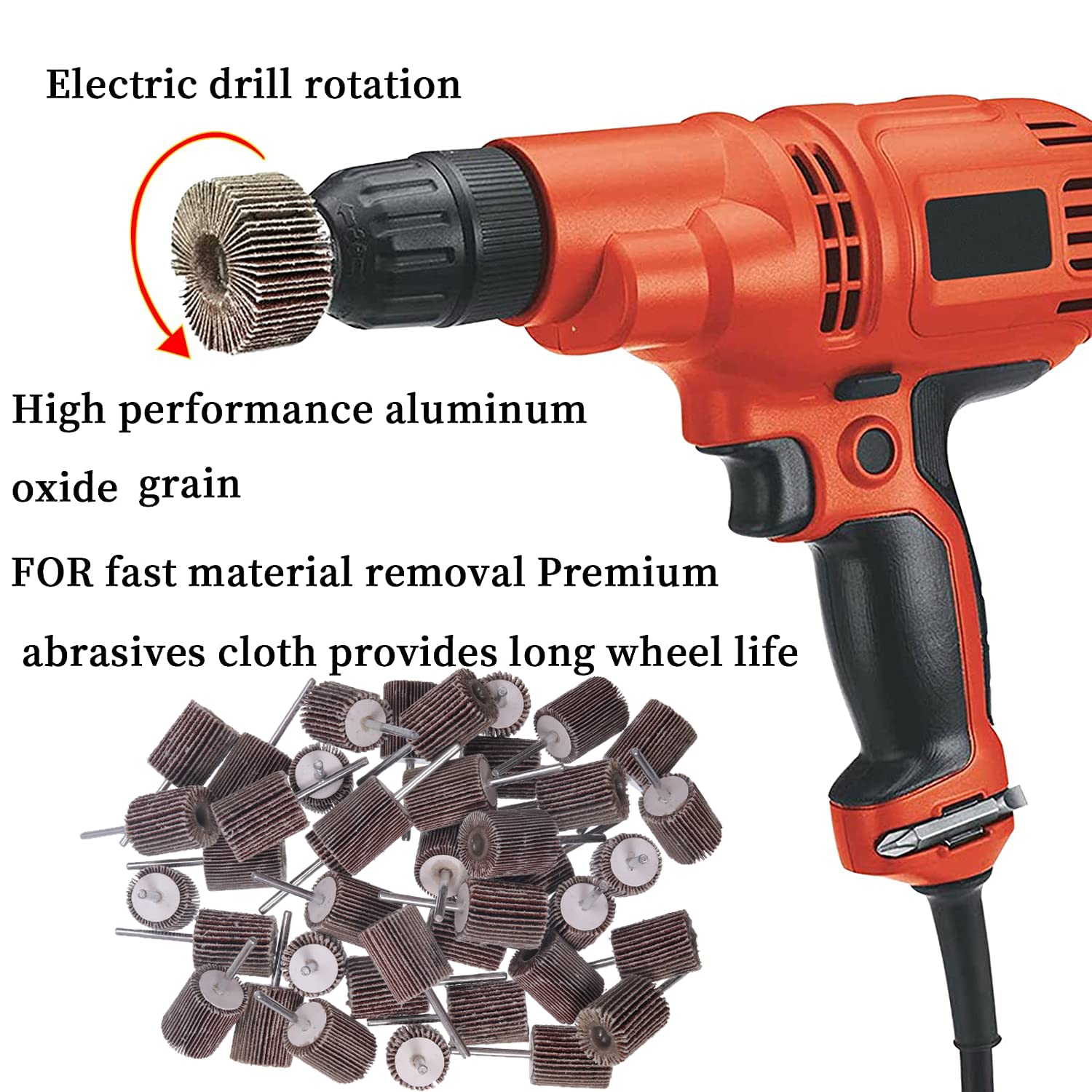 40pc Flap Wheel Set 1/8" Shank 60-240 Grit Sanding Rotary Tool 5 40pc Flap Wheel Set 1/8" Shank 60-240 Grit Sanding Rotary Tool - Image 5