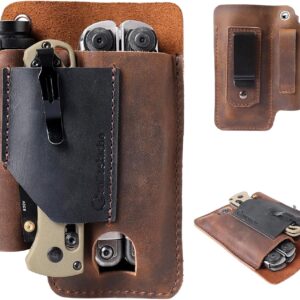 Gentlestache Leather Multitool Sheath - Belt Clip EDC Belt Organizer - Leather Multi Tool Holster for Belt - Multitool Holder
