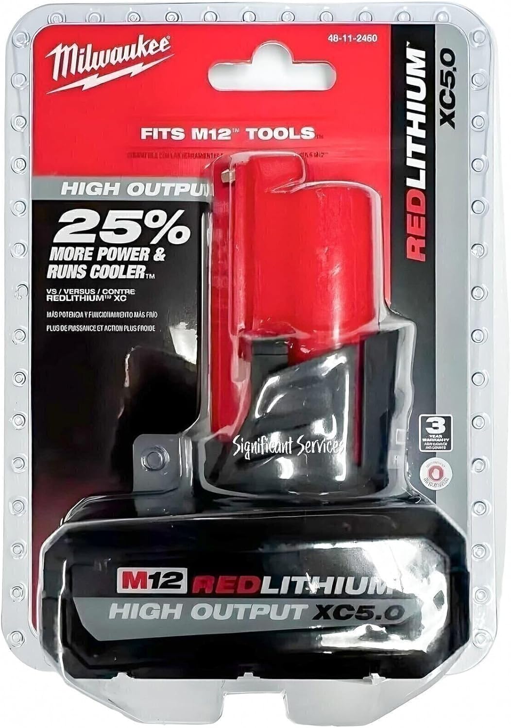 Milwaukee 12V 5Ah Lithium High Output Battery Pack 48-11-2450 2 Milwaukee 12V 5Ah Lithium High Output Battery Pack 48-11-2450 - Image 2