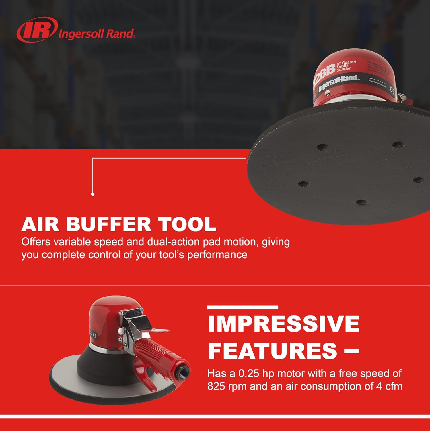 Ingersoll Rand 328B 8" Orbital Air Sander 825 RPM 0.25 HP Tool 3 Ingersoll Rand 328B 8" Orbital Air Sander 825 RPM 0.25 HP Tool - Image 3