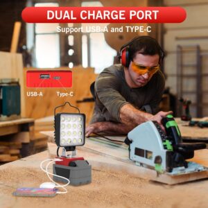 90W LED Work Light for Milwaukee M18 18V Battery USB-C Floodlight