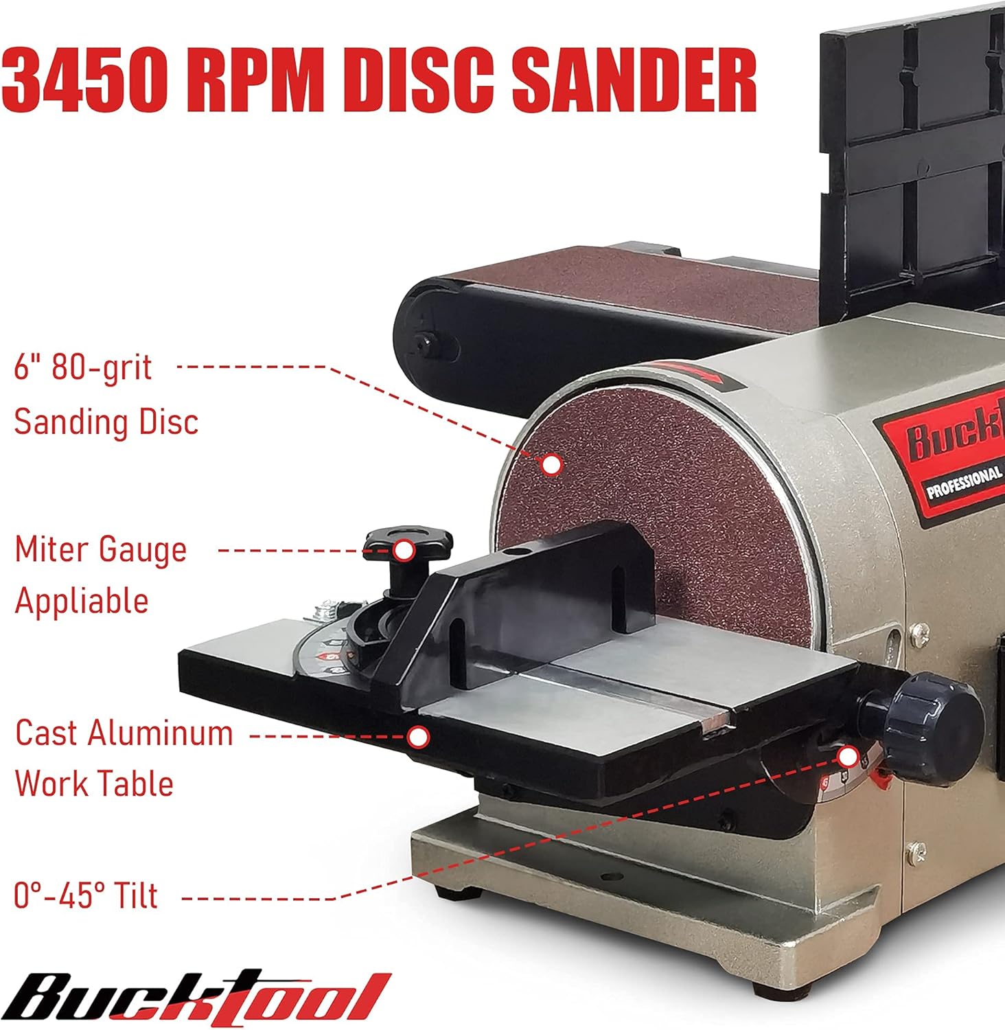 BUCKTOOL 5A Belt Disc Sander 4x36 6in 3/4HP Motor BD4603 5 BUCKTOOL 5A Belt Disc Sander 4x36 6in 3/4HP Motor BD4603 - Image 5