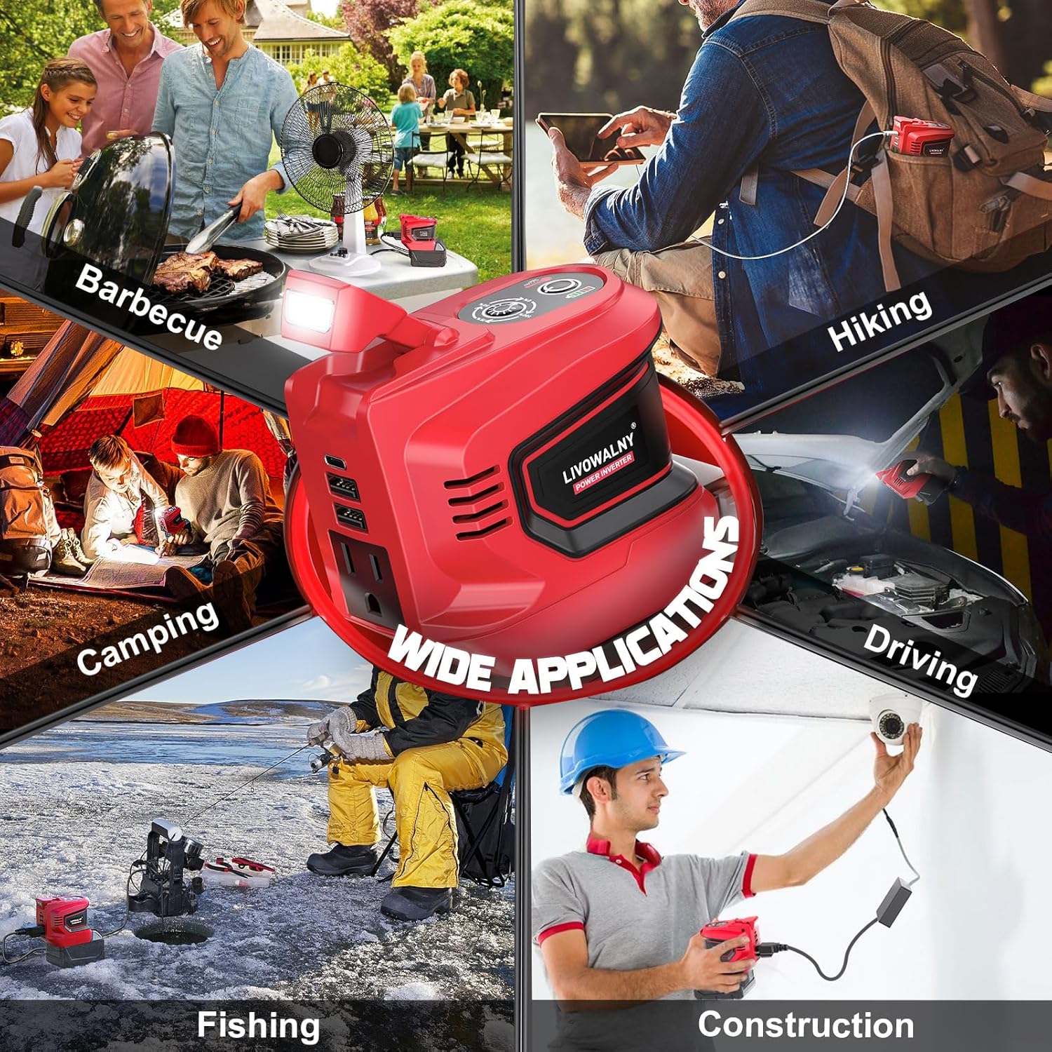 200W Milwaukee 18V Battery Inverter AC110V USB-C Power Adapter 7 200W Milwaukee 18V Battery Inverter AC110V USB-C Power Adapter - Image 7