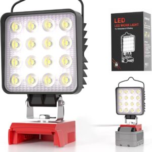 90W 9000LM LED Work Light for Milwaukee m18 18v Battery - Cordless Work Light w/USB & Type C Charging Port 180° Adjustable Angle Portable Flood Light Flashlight (No Battery)