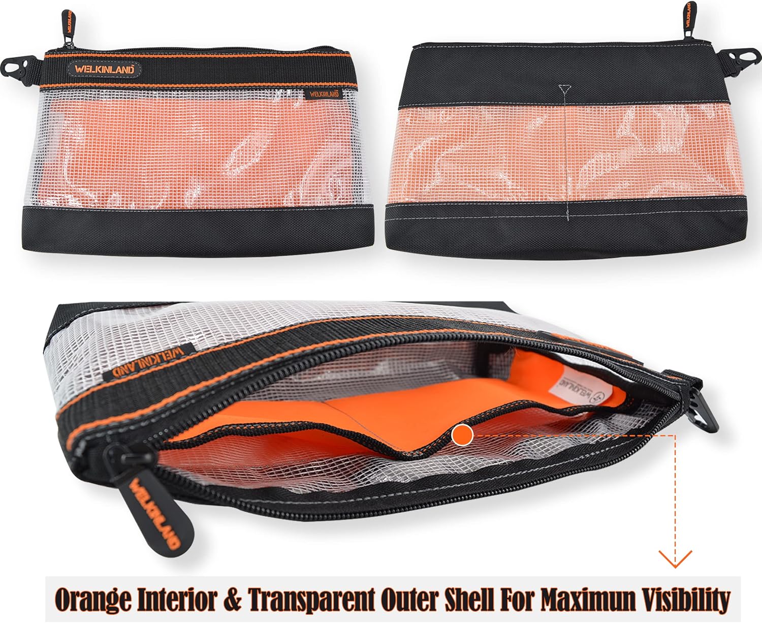 WELKINLAND 4PC Clear Zipper Tool Pouch Set 13" Organizer Bags
``` 4 WELKINLAND 4PC Clear Zipper Tool Pouch Set 13" Organizer Bags
``` - Image 4