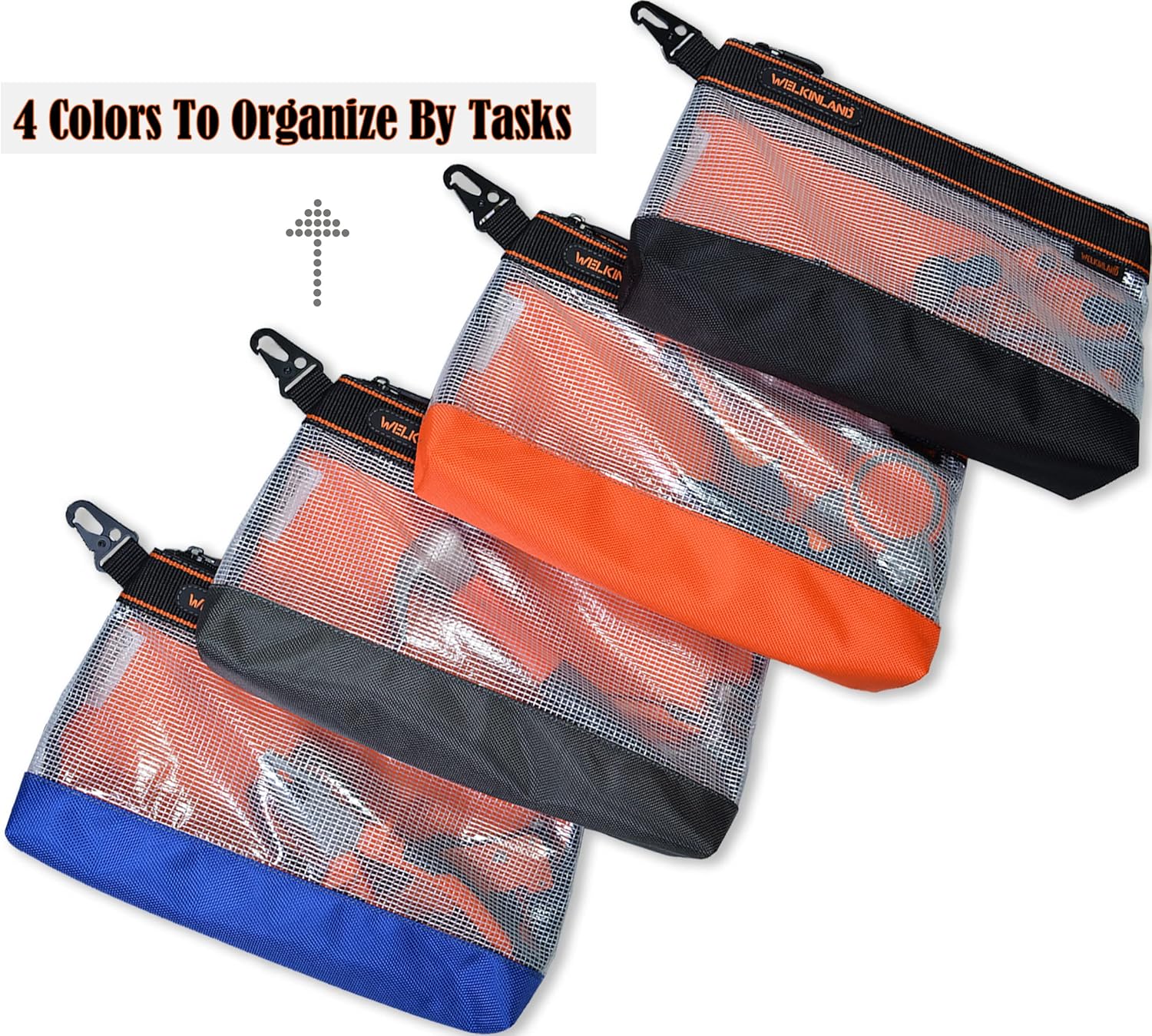 WELKINLAND 4PC Clear Zipper Tool Pouch Set 13" Organizer Bags
``` 2 WELKINLAND 4PC Clear Zipper Tool Pouch Set 13" Organizer Bags
``` - Image 2