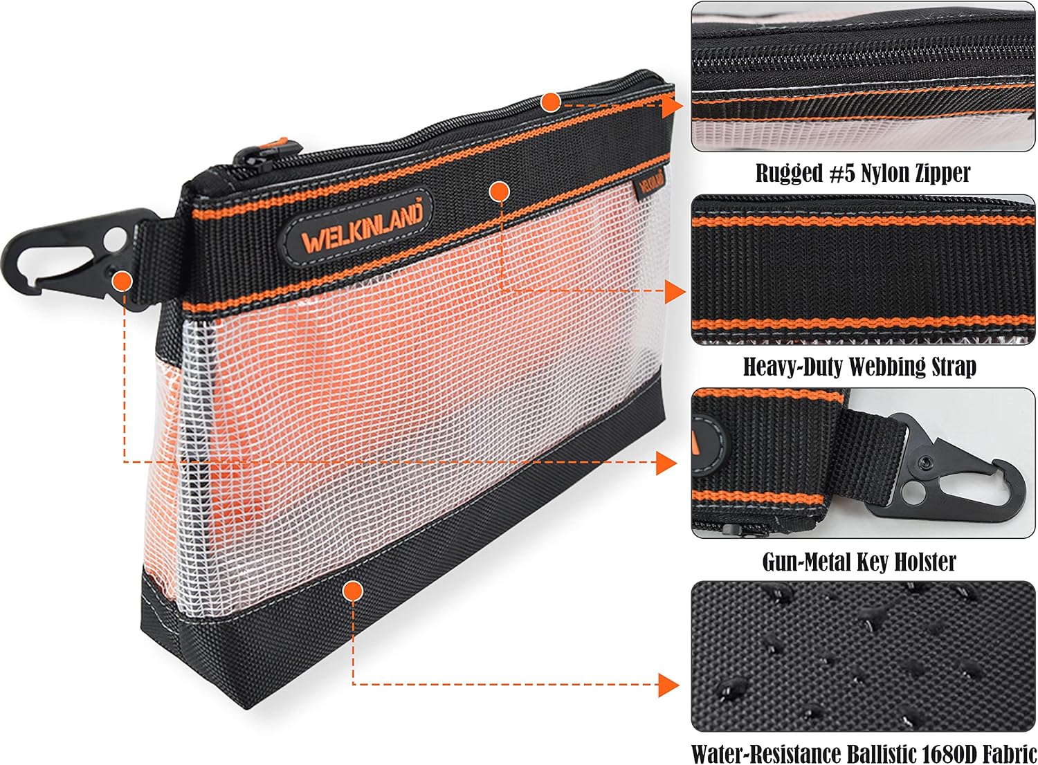 WELKINLAND 4PC Clear Zipper Tool Pouch Set 13" Organizer Bags
``` 8 WELKINLAND 4PC Clear Zipper Tool Pouch Set 13" Organizer Bags
``` - Image 8
