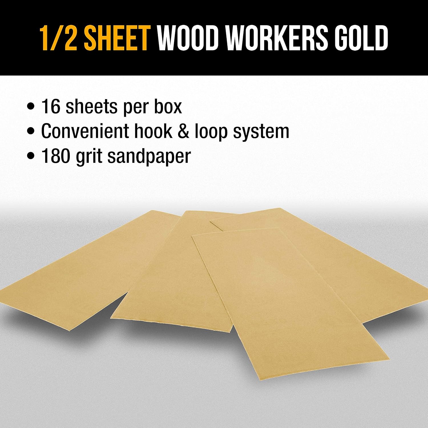Dura-Gold 180 Grit Sandpaper Sheets 1/2 Sheet Hook Loop 16 Pack 4.5x11 4 Dura-Gold 180 Grit Sandpaper Sheets 1/2 Sheet Hook Loop 16 Pack 4.5x11 - Image 4