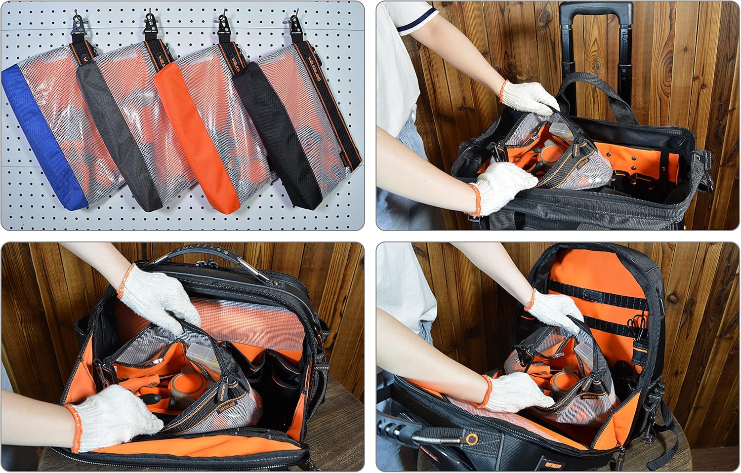 WELKINLAND 4PC Clear Zipper Tool Pouch Set 13" Organizer Bags
``` 5 WELKINLAND 4PC Clear Zipper Tool Pouch Set 13" Organizer Bags
``` - Image 5