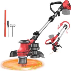 Cordless String Trimmer for Milwaukee 18V Battery, Folding 3 in1 Weed Eater with Brushless Motor & Battery Level Display, 11" Electric Weed Wacker/Edger Trimmer/Lawn Mower for Yard Garden (Tool Only)