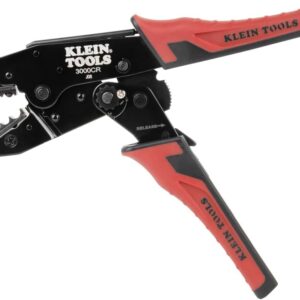 Klein Tools 3006CR Crimping Tool for Non-Insulated Terminals, Ratcheting Crimper, 10 to 22 AWG Stranded Copper Wire, Full-Cycle, 5-Cavity
