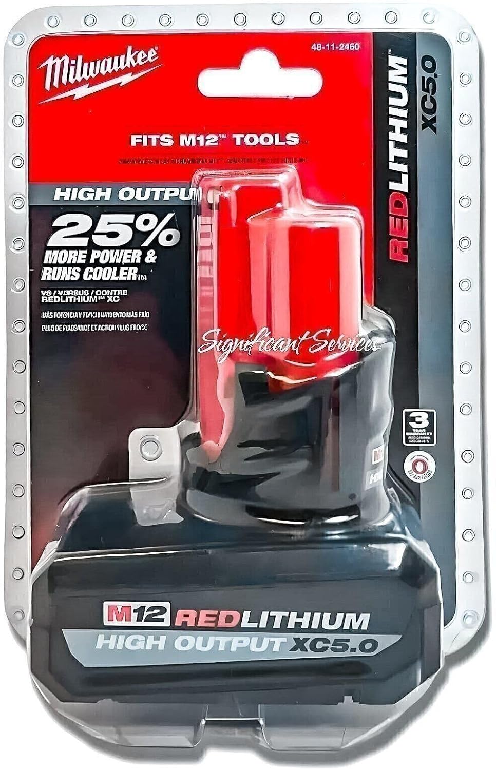 Milwaukee 12V 5Ah Lithium High Output Battery Pack 48-11-2450 1 Milwaukee 48-11-2450 12V Lithium-Ion High Output 5Ah Battery Pack (G0803029)