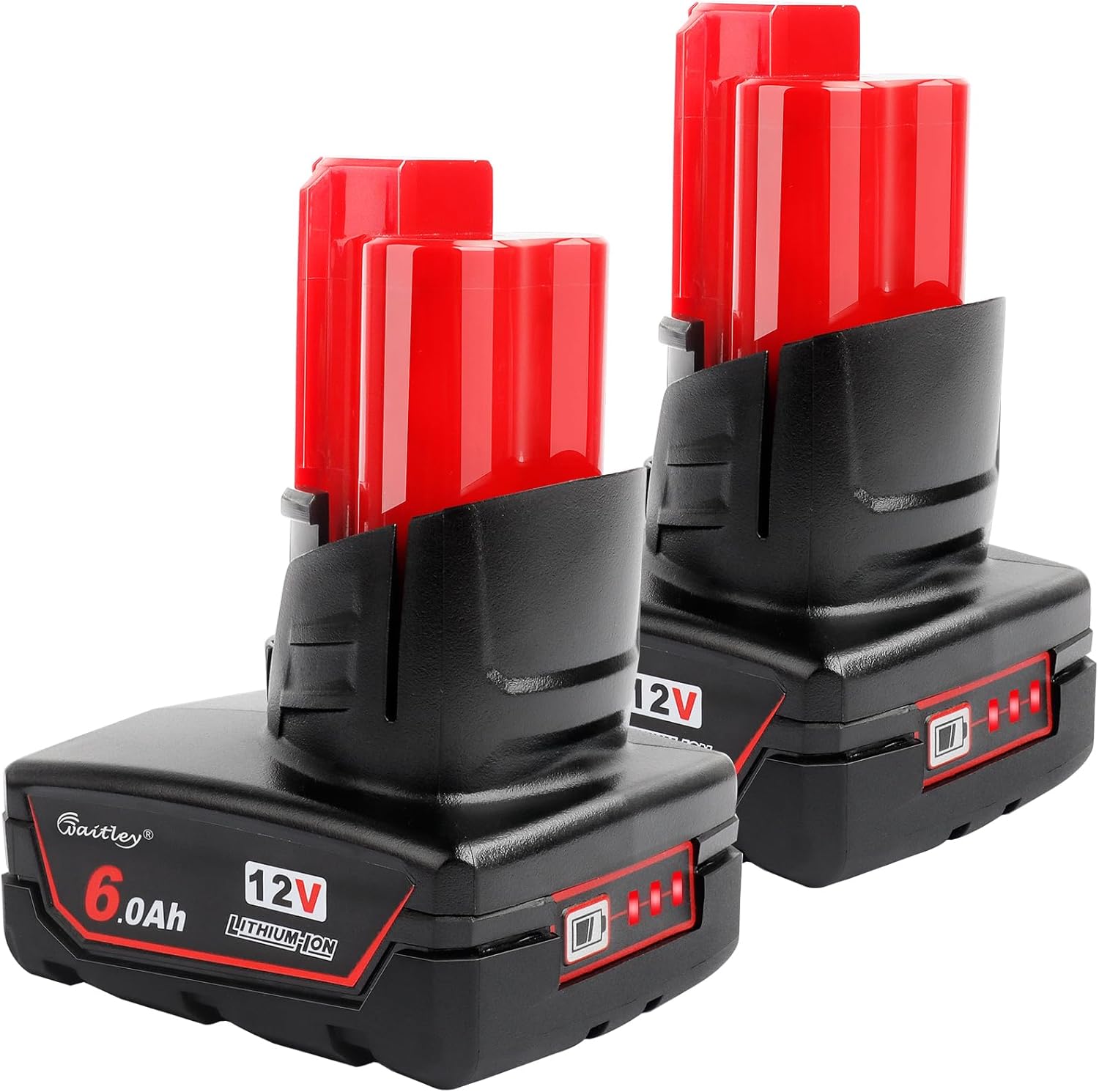 Waitley 12V 6Ah Battery for Milwaukee Power Tools 2-Pack 6A 1 waitley 2 Pack 12V 6A Replacement Battery Compatible with Milwaukee 6.0Ah Power Tools