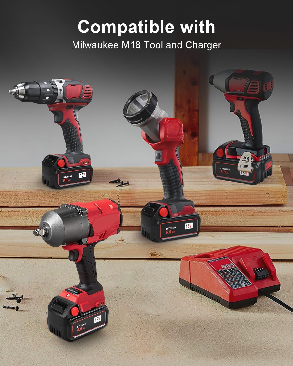 4-Pack 6.0Ah M18 18V Lithium Battery for Milwaukee Tools 2 4-Pack 6.0Ah M18 18V Lithium Battery for Milwaukee Tools - Image 2