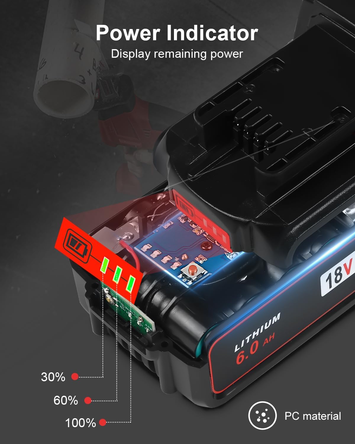 4-Pack 6.0Ah M18 18V Lithium Battery for Milwaukee Tools 5 4-Pack 6.0Ah M18 18V Lithium Battery for Milwaukee Tools - Image 5