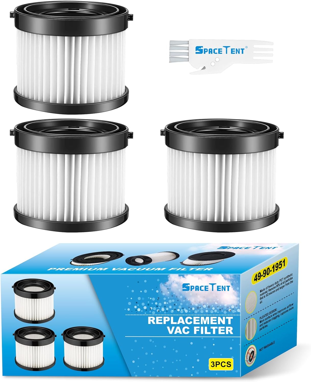 3 Pack Milwaukee M18 Vacuum Filters 49-90-1951 for 0882-20 Vac 1 3 Pack 49-90-1951 Vacuum Filters for Milwaukee M18 Compact Vac 0882-20, part# 49-90-0160.