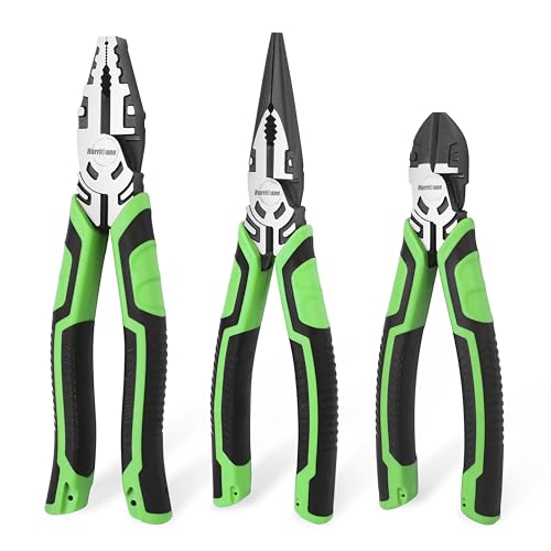 HURRICANE 3PC Heavy Duty Pliers Set 8in Linesman Needle Nose 6in Diagonal Cutting 8 HURRICANE 3PC Heavy Duty Pliers Set 8in Linesman Needle Nose 6in Diagonal Cutting - Image 8