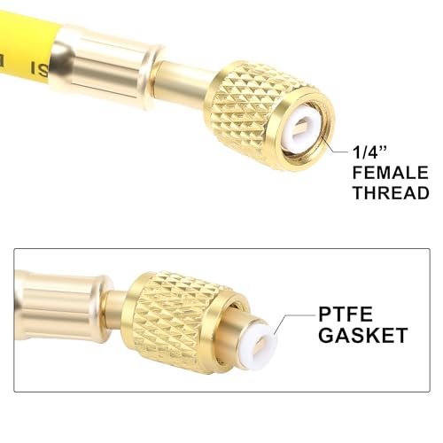 Hromee 60" AC Charging Hose 1/4 SAE 800 PSI HVAC Refrigerant Line 3 Hromee 60" AC Charging Hose 1/4 SAE 800 PSI HVAC Refrigerant Line - Image 3