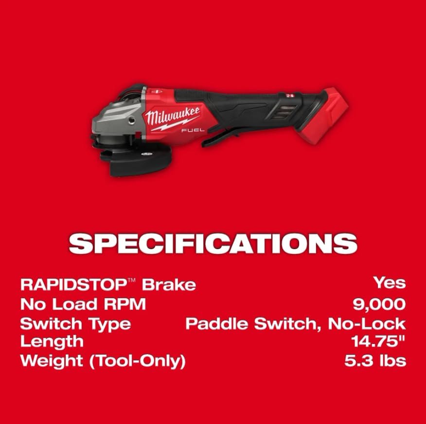 Milwaukee M18 FUEL 18V Brushless 4.5/6in Grinder w/ Brake Tool Only 3 Milwaukee M18 FUEL 18V Brushless 4.5/6in Grinder w/ Brake Tool Only - Image 3