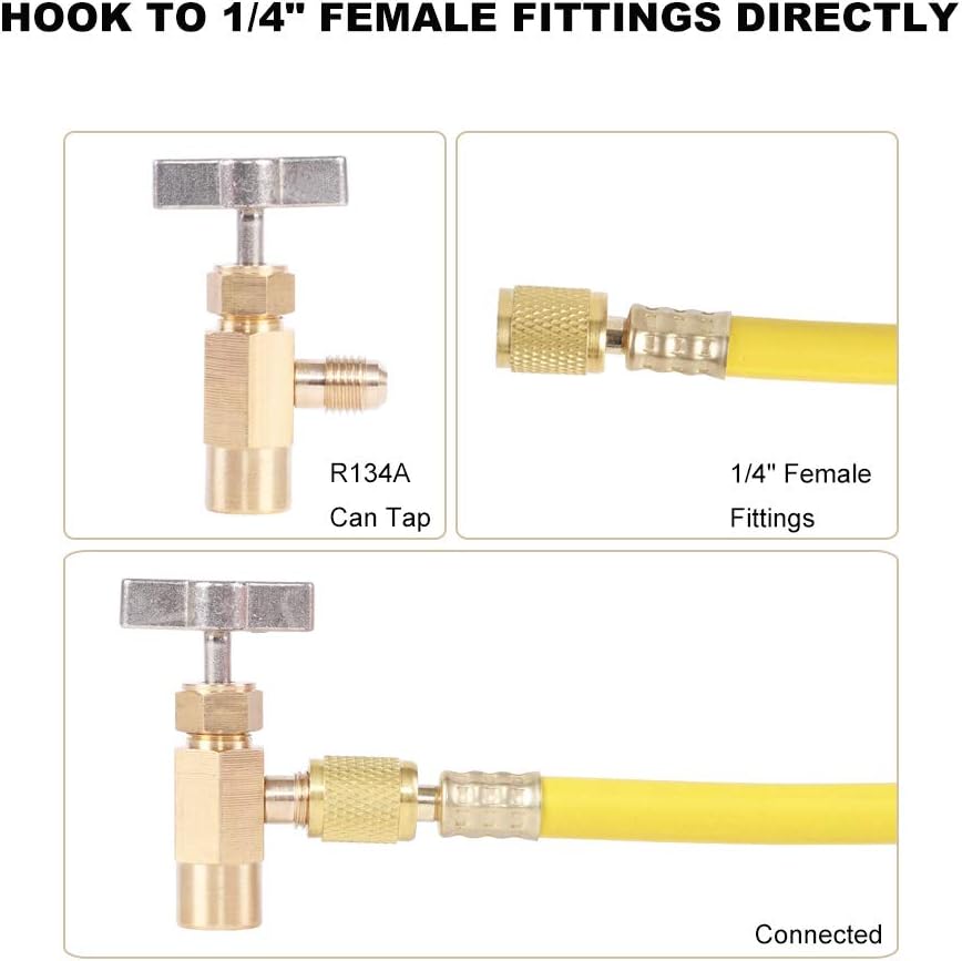 JIFETOR R134A AC Quick Coupler Can Tap Valve HVAC Recharge Kit 7 JIFETOR R134A AC Quick Coupler Can Tap Valve HVAC Recharge Kit - Image 7
