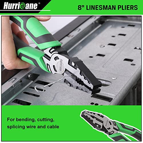 HURRICANE 3PC Heavy Duty Pliers Set 8in Linesman Needle Nose 6in Diagonal Cutting 4 HURRICANE 3PC Heavy Duty Pliers Set 8in Linesman Needle Nose 6in Diagonal Cutting - Image 4