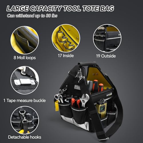 MARUTAI 12" Tool Tote Bag 44 Pockets Waterproof Base Storage 1 hvac tools bag