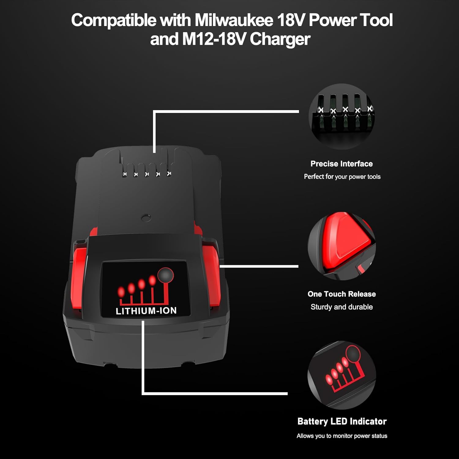 Milwaukee M18 Battery 2Pack 5.0Ah with Charger 48-11-1850 Combo Kit 5 Milwaukee M18 Battery 2Pack 5.0Ah with Charger 48-11-1850 Combo Kit - Image 5