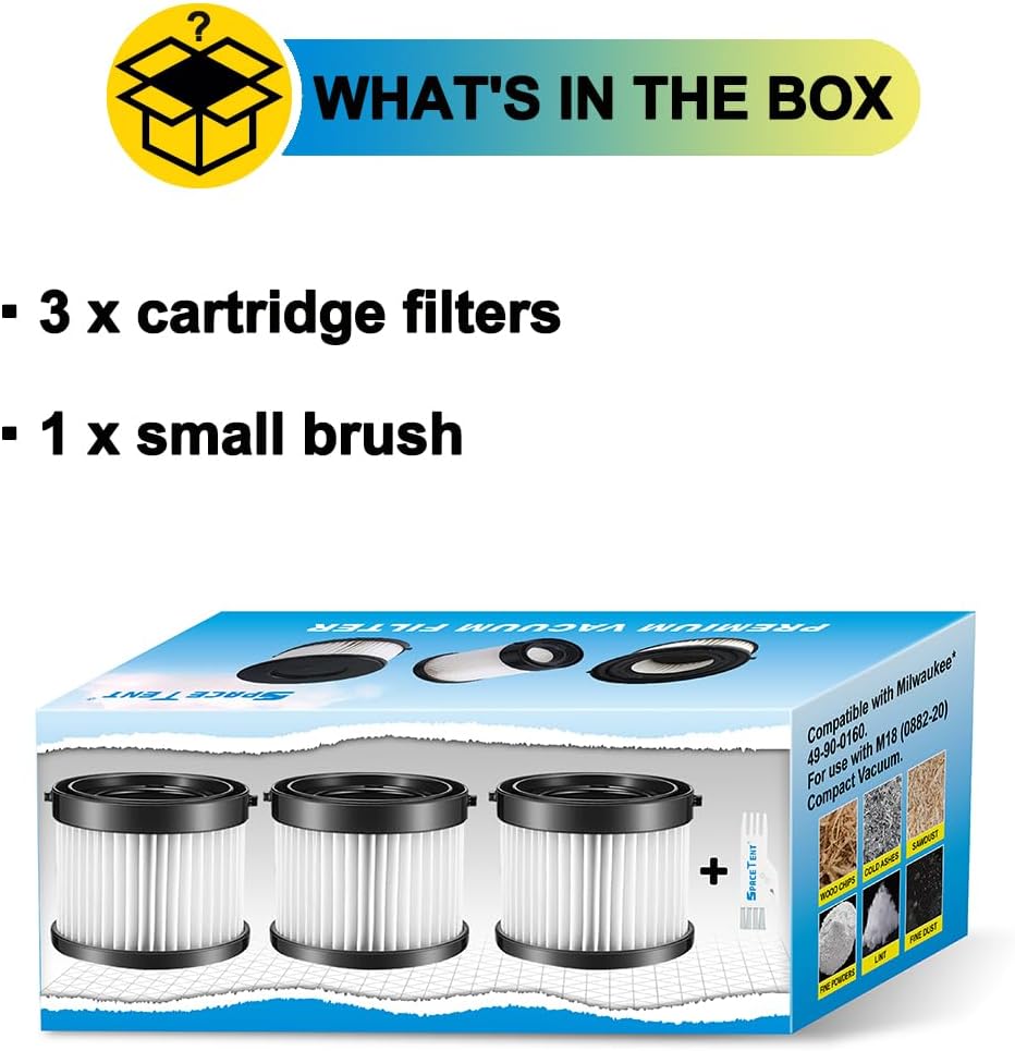 3 Pack Milwaukee M18 Vacuum Filters 49-90-1951 for 0882-20 Vac 3 3 Pack Milwaukee M18 Vacuum Filters 49-90-1951 for 0882-20 Vac - Image 3