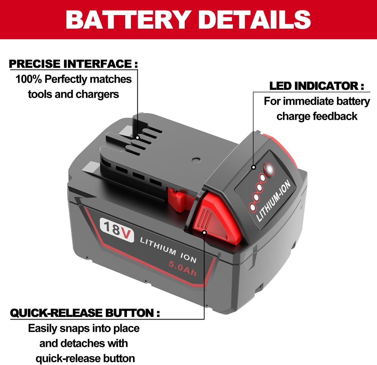 18V 5.0Ah Lithium Battery for Milwaukee M18 48-11-1850 Tools 7 18V 5.0Ah Lithium Battery for Milwaukee M18 48-11-1850 Tools - Image 7