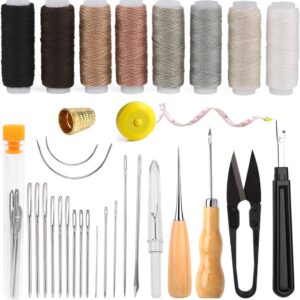 BAGERLA Upholstery Repair Sewing Kit Heavy Duty Sewing Kit with Awl Tools, Seam Ripper, Hand Stitching Needles, Upholstery Thread, Leather Craft Tool Kit for Shoes Sofa Tent Carpet Craft DIY